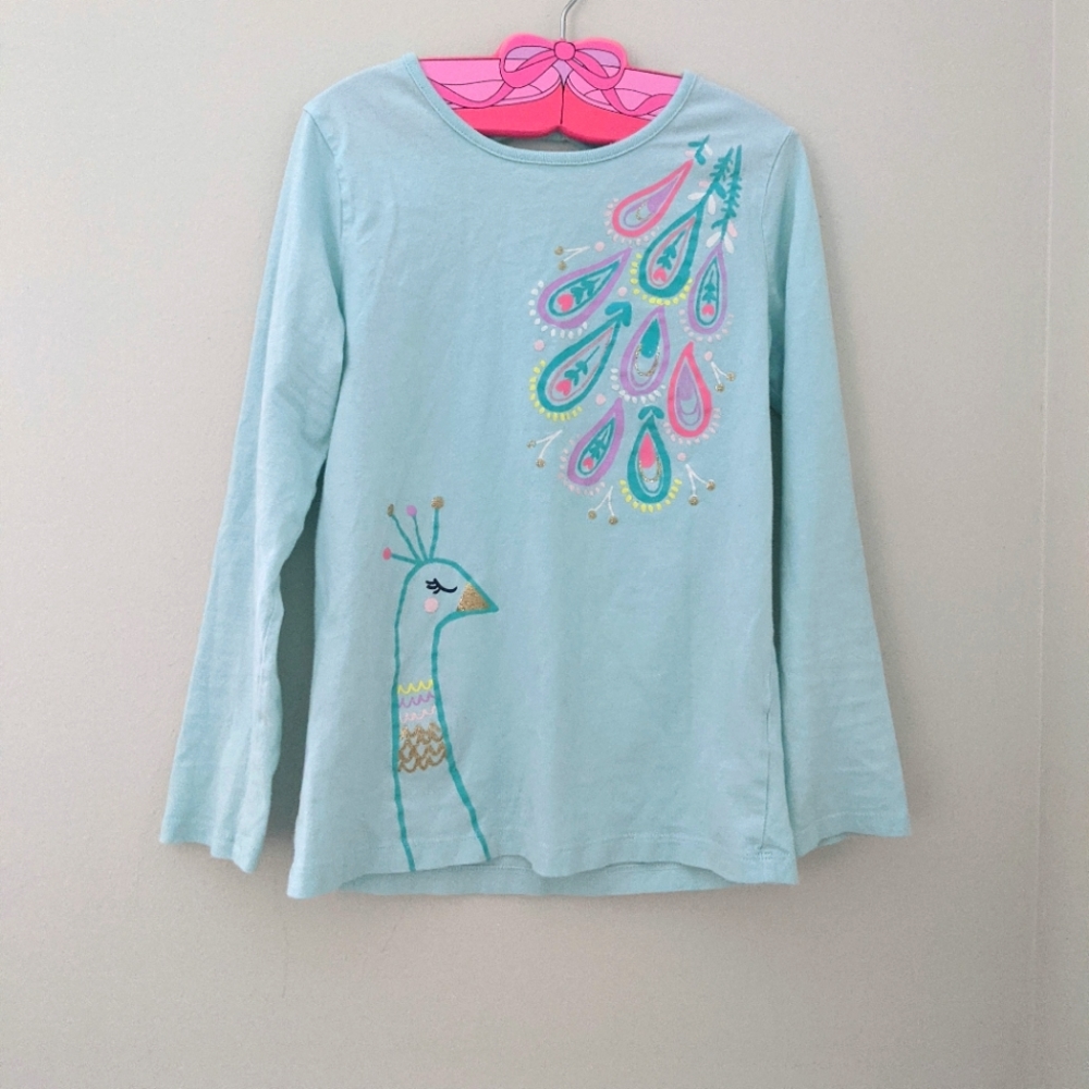 CARTER'S Light Blue Peacock Print Back Cutout Top